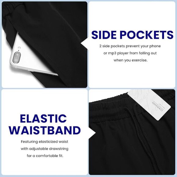 Coofandy Black Workout Shorts (7 Inch Inseam) - Picture 3 of 9